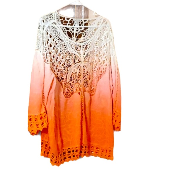 Cato Tops - CATO Est 1946 Orange long sleeve Ombré Crochet L top